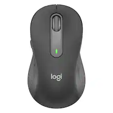Front. Logitech - Signature Full Size Wireless Mouse with Silent Clicks and Customizable Side Buttons for PC/Mac/Multi-Device/Chromebook - Graphite.