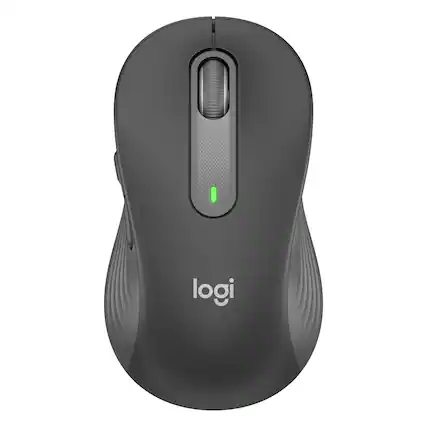 Front. Logitech - Signature Full Size Wireless Mouse with Silent Clicks and Customizable Side Buttons for PC/Mac/Multi-Device/Chromebook - Graphite.