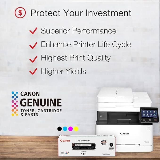$ Protect Your Investment  
- Superior Performance  
- Enhance Printer Life Cycle  
- Highest Print Quality  
- Higher Yields  

CANON GENUINE TONER, CARTRIDGE & PARTS  

Canon Calor - Carbridge Carbridge 118