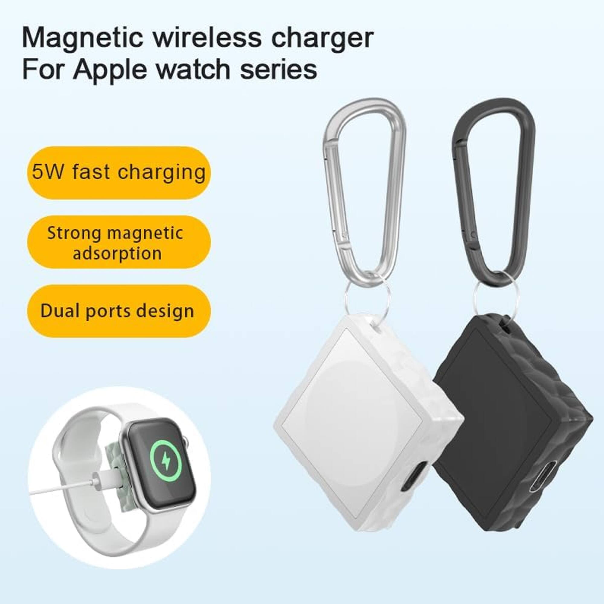 Magnetic wireless charger For Apple watch series

- 5W fast charging
- Strong magnetic adsorption
- Dual ports design