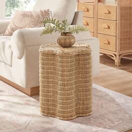 Erika Scalloped Rattan Side Table by Modway - Natural