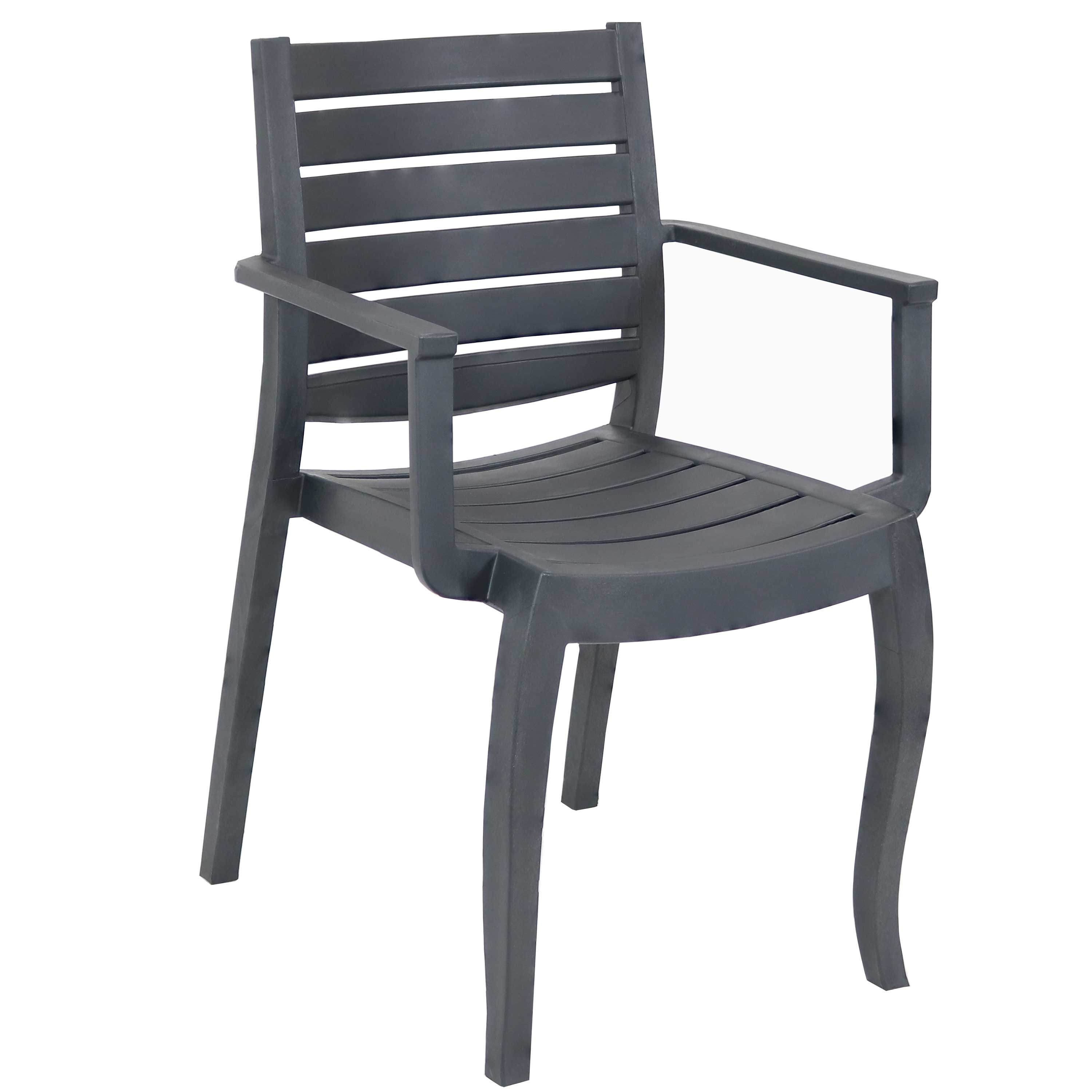 Alt View 5. Sunnydaze - Illias Plastic Stackable Patio Armchair - Set of 2 - Gray.