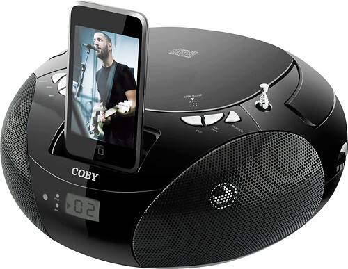 Angle Standard. Coby - CD/CD-R/RW Boombox with AM/FM Radio and Apple® iPod® Dock.