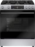 Bosch - 100 Series 30 in. Wide 5.8 Cu. Ft. Slide-In Gas Range with Self-cleaning and Steam cleaning and 5 Burners - Stainless Steel