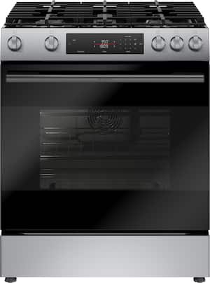 Bosch - 100 Series 5.8 Cu. Ft. Slide-In Gas Range with Self Clean and Steam Assist - Stainless Steel