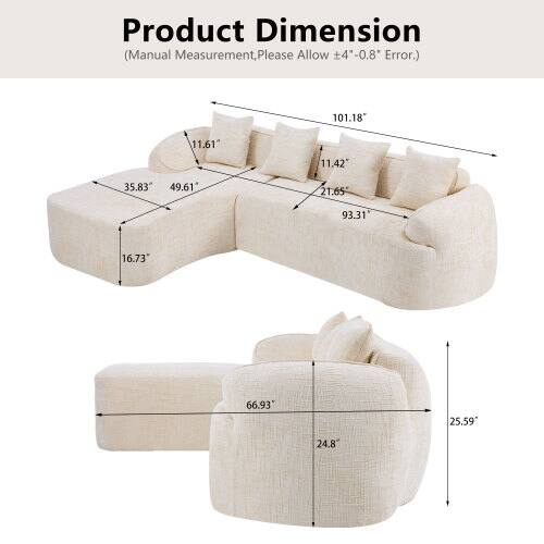 Product Dimension (Manual Measurement, Please Allow ±0.8" Error.)

- 101.18"
- 11.61"
- 11.42"
- 35.83"
- 49.61"
- 21.65"
- 93.31"
- 16.73"
- 66.93"
- 25.59"
- 24.8"