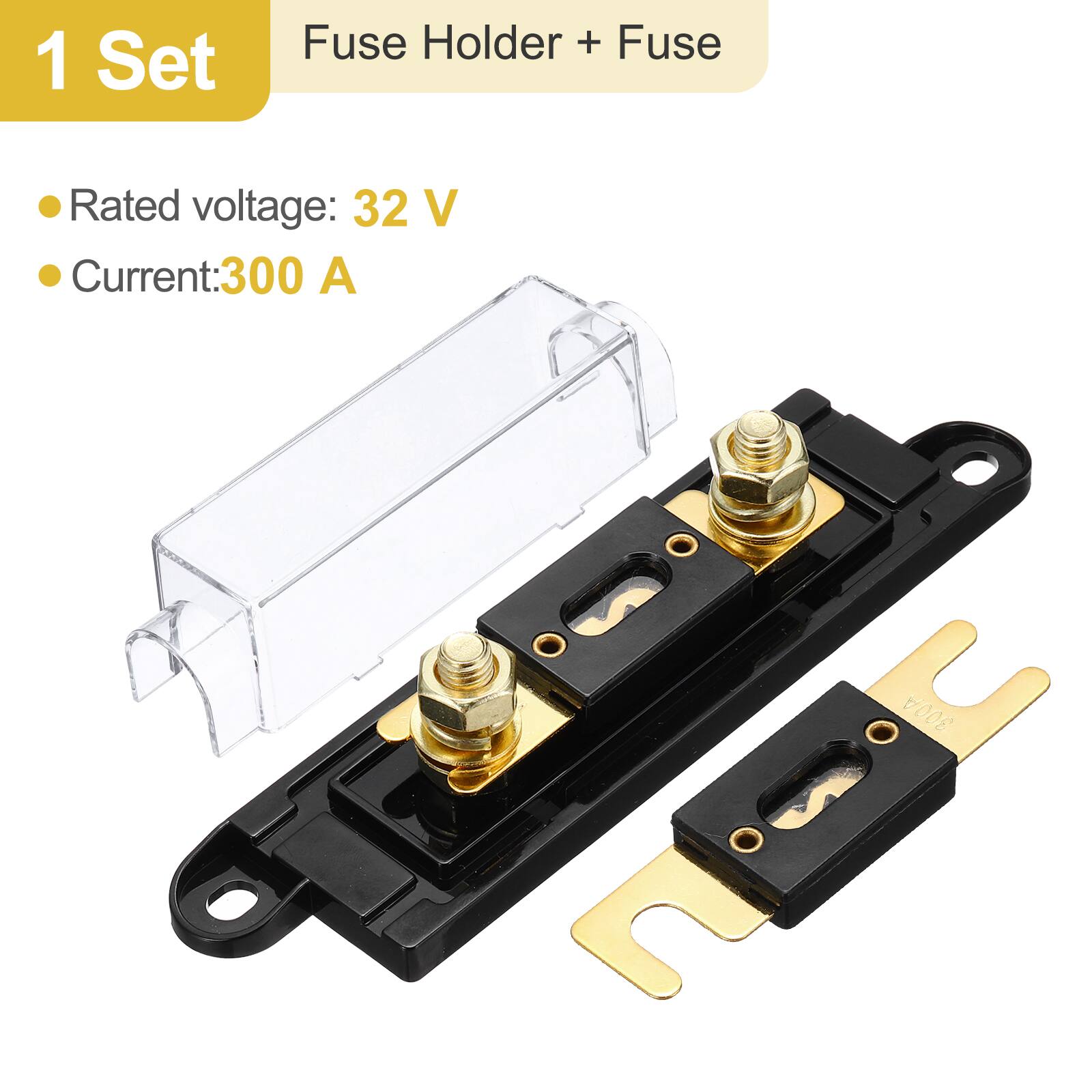 1 Set Fuse Holder + Fuse

- Rated voltage: 32 V
- Current: 300 A