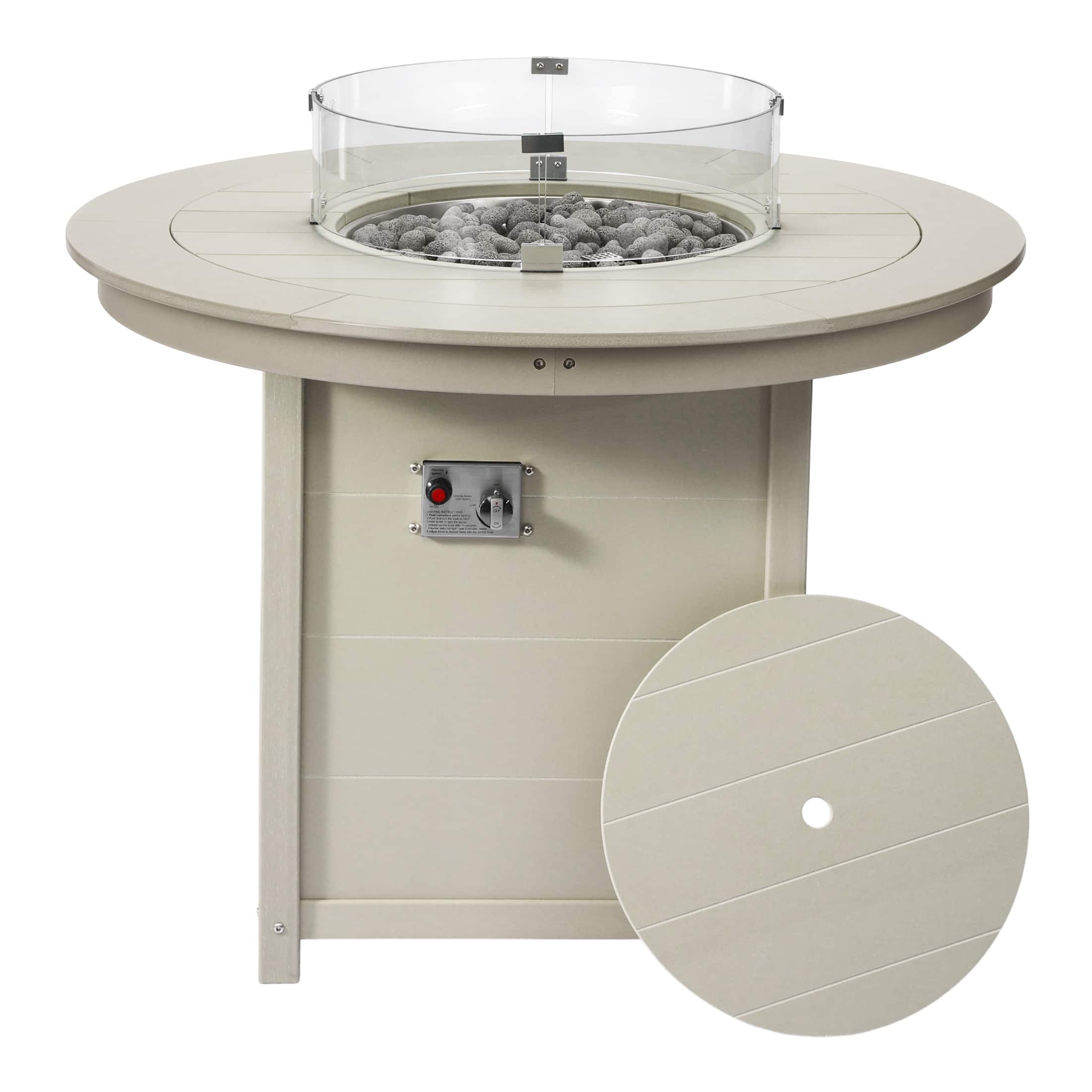 "WestinTrends - Helios 47"" Modern Outdoor Patio Propane Round Counter Height Fire Pit Table - Sand" price history on PriceWatchPro