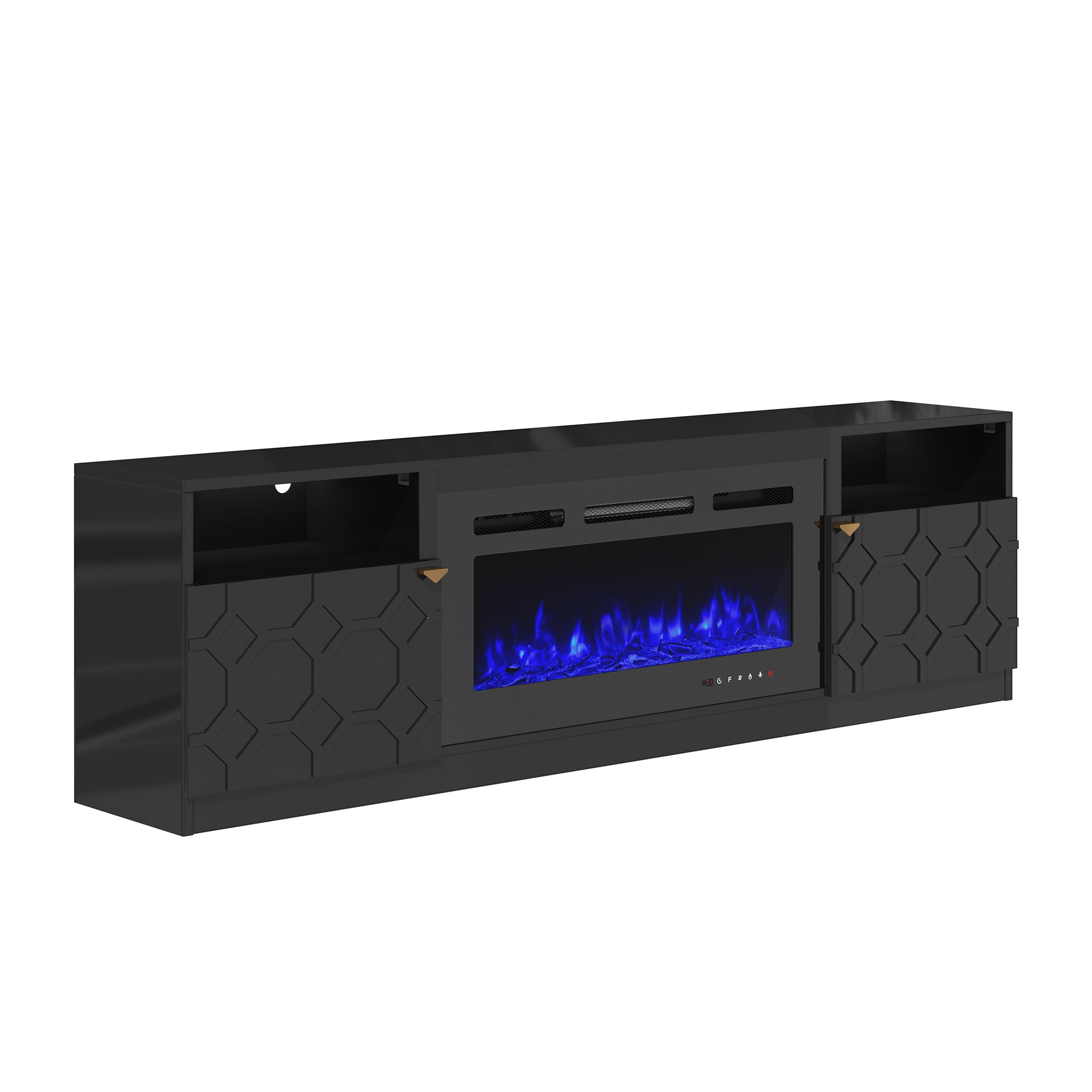Alt View 6. Boyel Living - 70 in. W Black Freestanding Storage Electric Fireplace TV Stand with Black 36 in. Fireplace - Black.