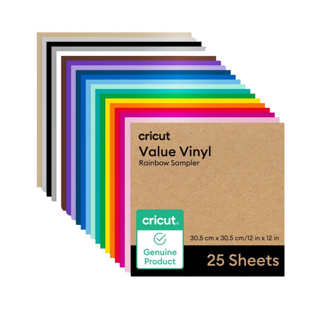 Cricut - Value Vinyl Sheets, Rainbow Sampler, 12" x 12", 25 Count