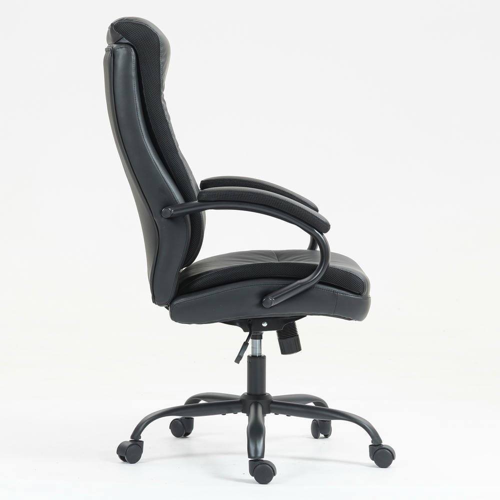 Alt View 2. Kadyn - High Back PU Leather Office Chair, Ergonomic S-Curve Support, Adjustable Height, Executive Desk Chair, Black - Black.