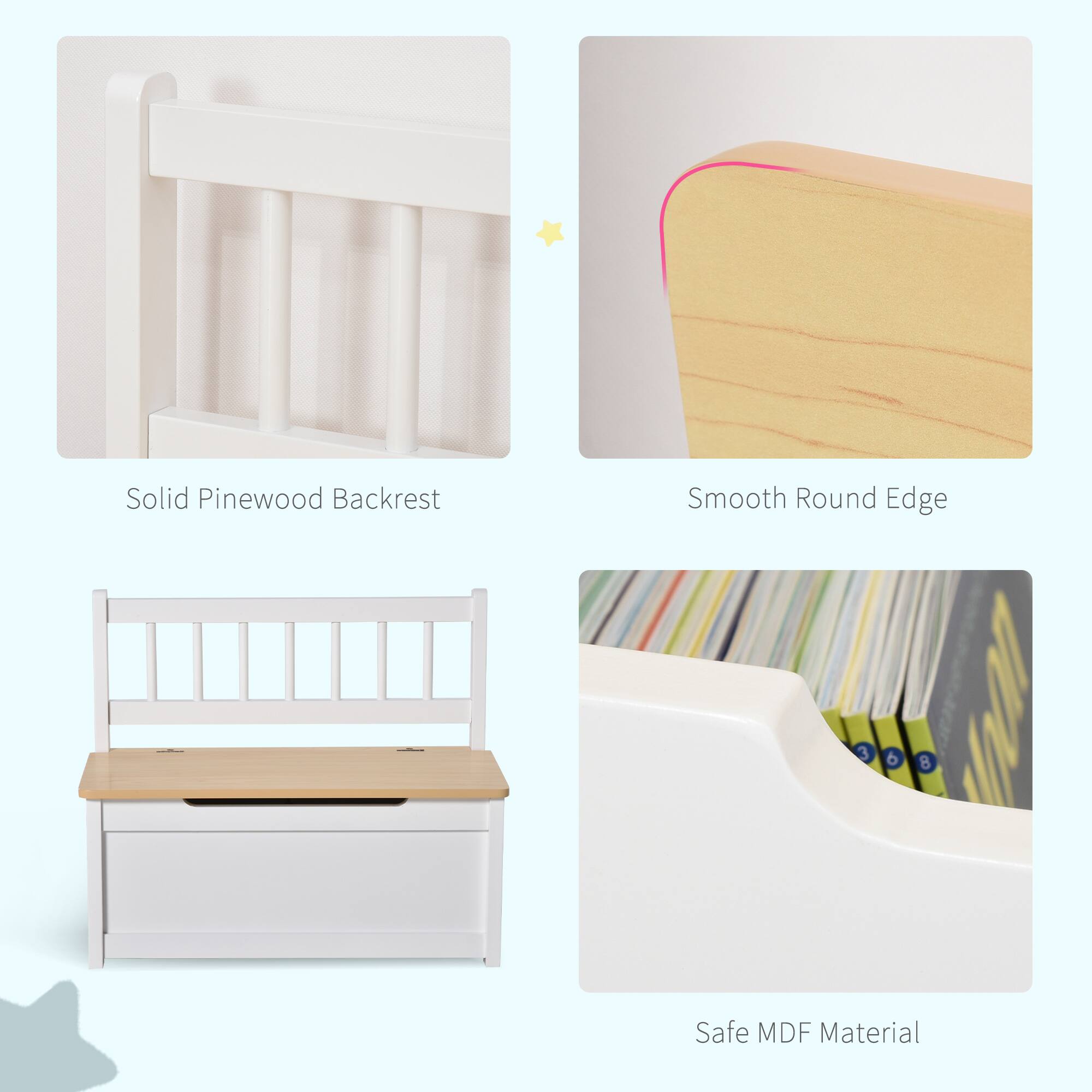 Solid Pinewood Backrest  
Smooth Round Edge  
Safe MDF Material