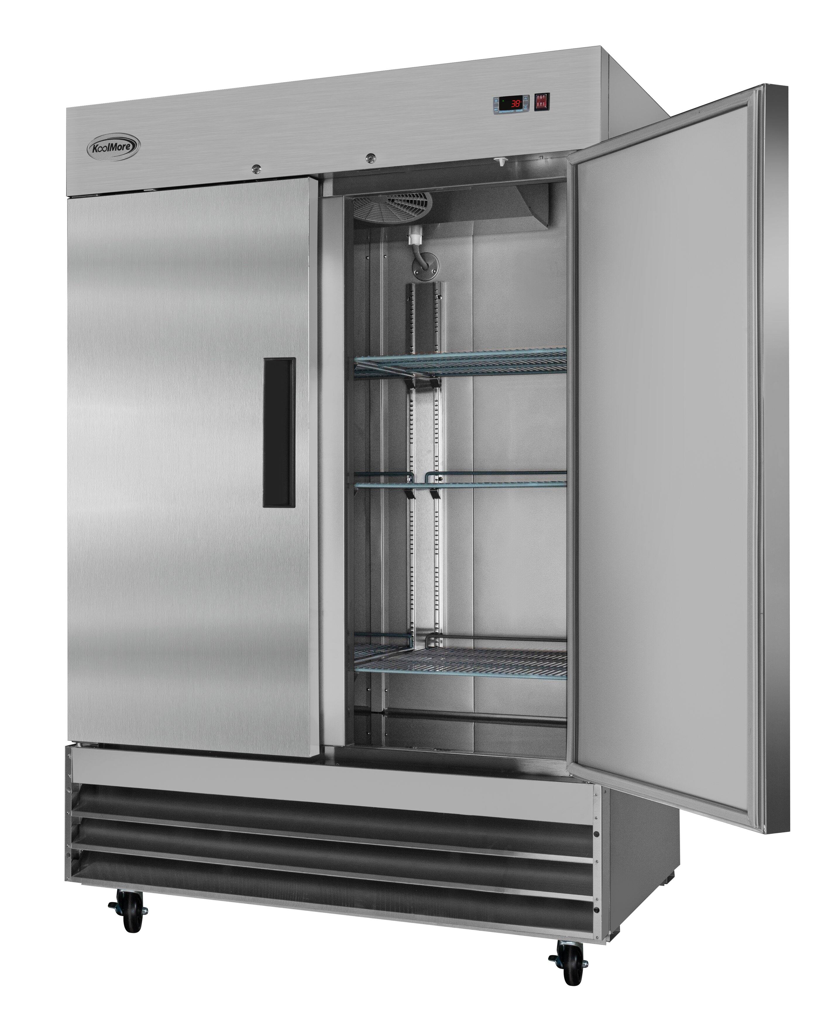 Left. Koolmore - 54 in. Commercial Stainless Steel Two-Door Reach-In Freezer 47 cu ft. RIF-2D-SS - Stainless steel.