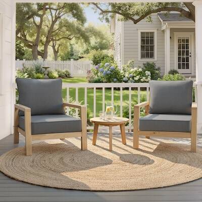 Angle. Crestlive Products - Crestlive Products 1/2pc Outdoor Deep Seat Cushion Set 24 x 24 x 4.5in Seat Water and Fade Resistant - Gray.