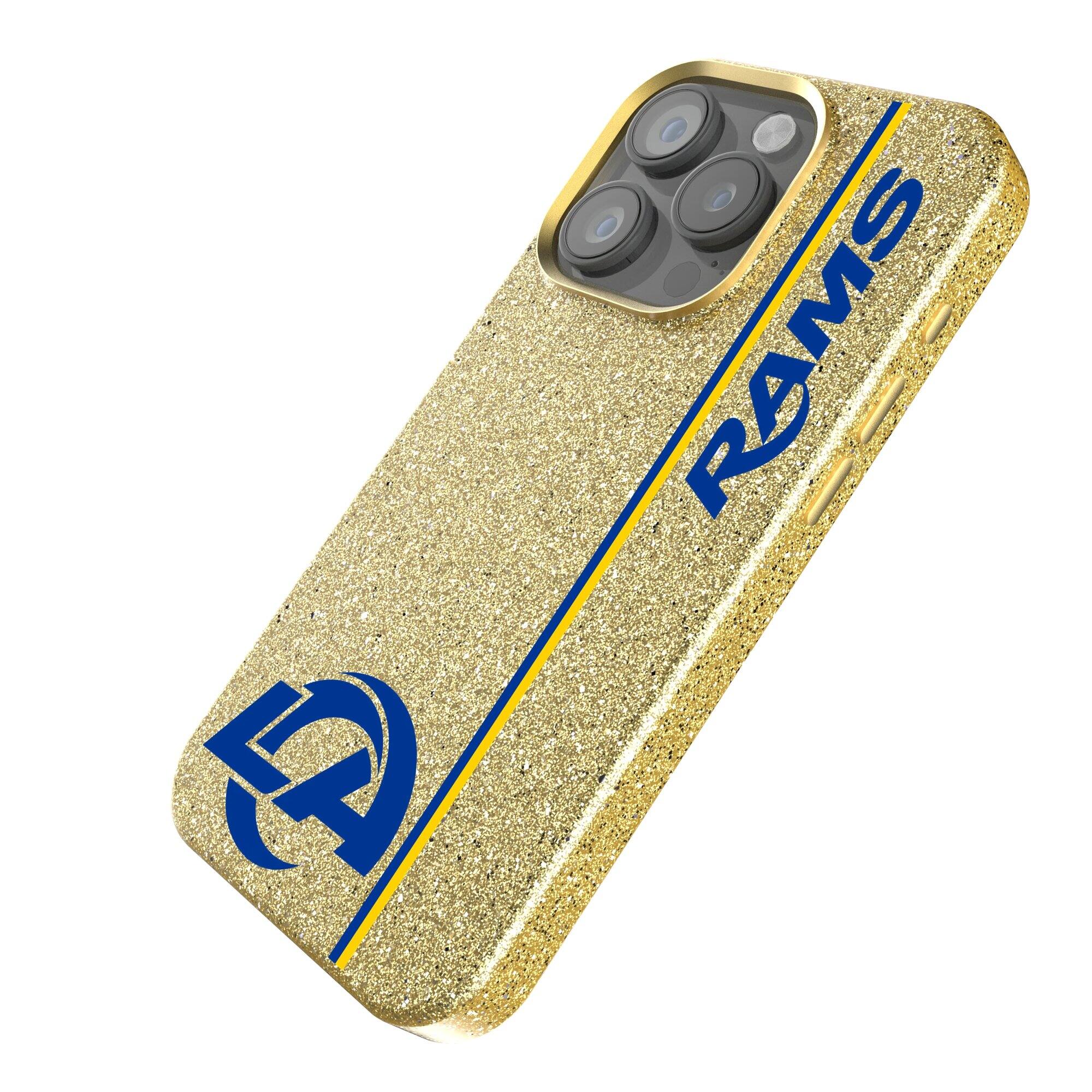Alt View 1. Keyscaper - Gold Los Angeles Rams iPhone Bling Case - 16 Pro - Gold.