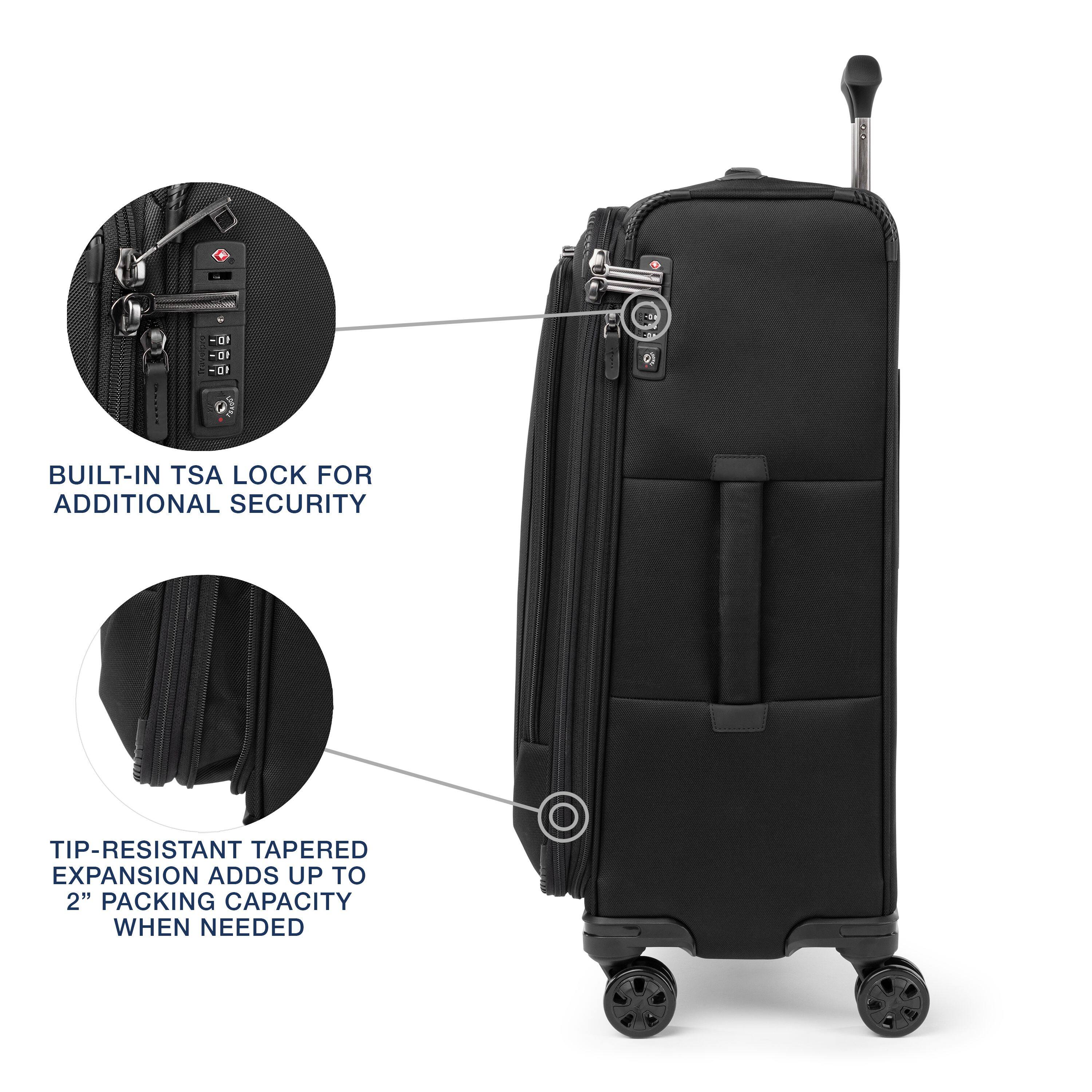 - BUILT-IN TSA LOCK FOR ADDITIONAL SECURITY
- TIP-RESISTANT TAPERED EXPANSION ADDS UP TO 2" PACKING CAPACITY WHEN NEEDED
