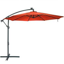 Sunnydaze - 10 ft Solar Offset Steel Patio Umbrella with Crank - Burnt Orange