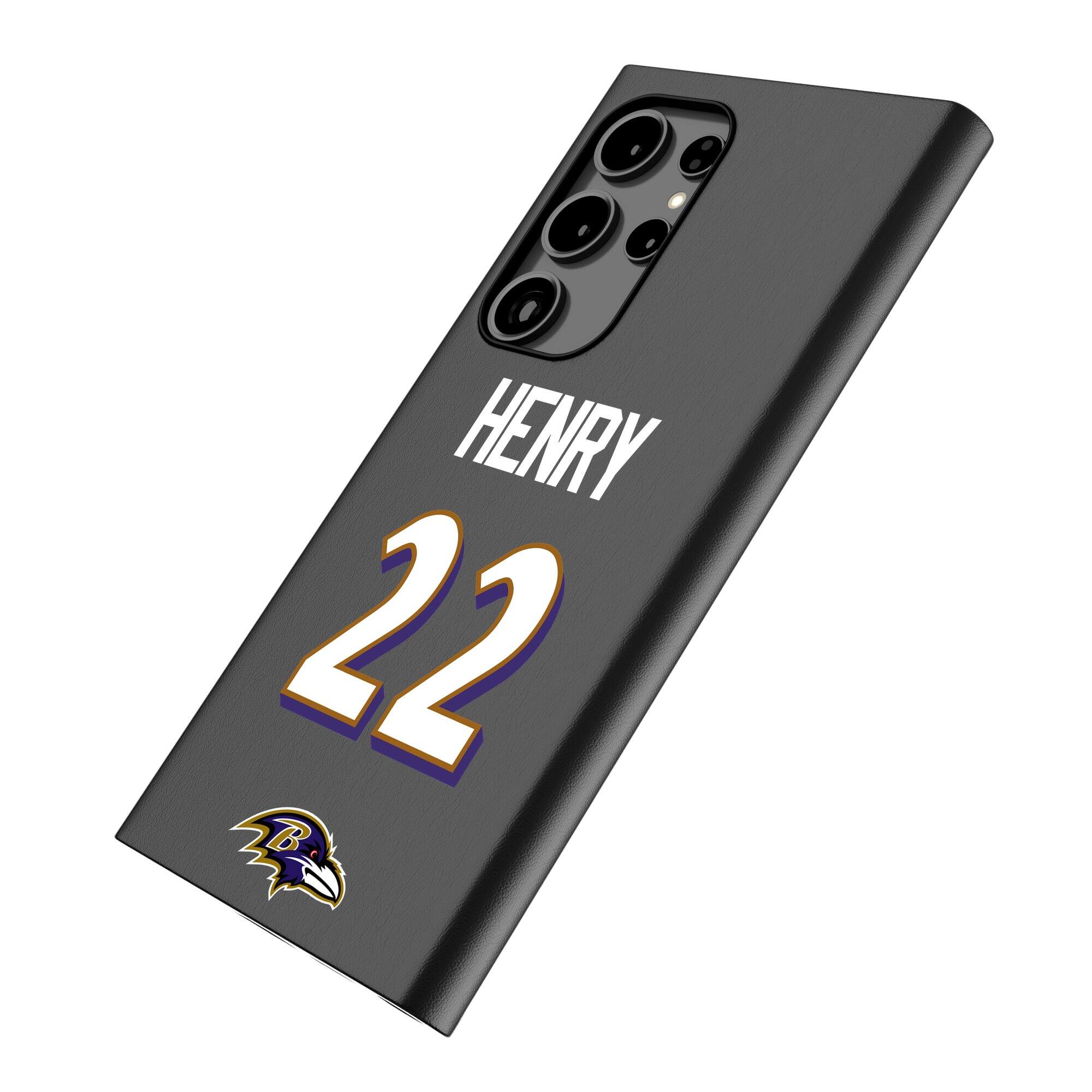 Alt View 1. Keyscaper - Derrick Henry Black Baltimore Ravens Galaxy Magnetic Bump Case - S25 - Black.
