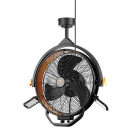 MULE - 18" Garage Fan XL with Work Lights, Dual Height Ceiling Mounting Options - Matte Black