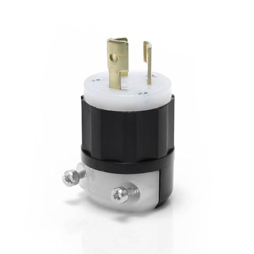 Angle. Leviton - Leviton Industrial Nylon Grounding Plug L5-15P 18-10 AWG 2 Pole 3 Wire - Black|White.