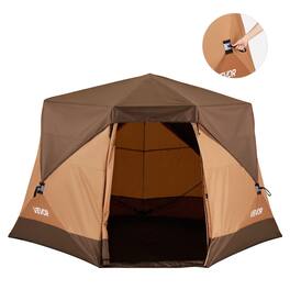 VEVOR - Camping Tent, 6 Person Pop Up Instant Cabin Tent with Rainfly & Large Mesh Windows, 60 Seconds Easy Setup, Portable - Brown