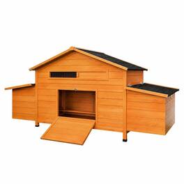 RYHNUYNE - 70 in Wooden Chicken Coop, Solid Wood Hen House, 2 Nesting Boxes, Waterproof Roof, 2 Doors
