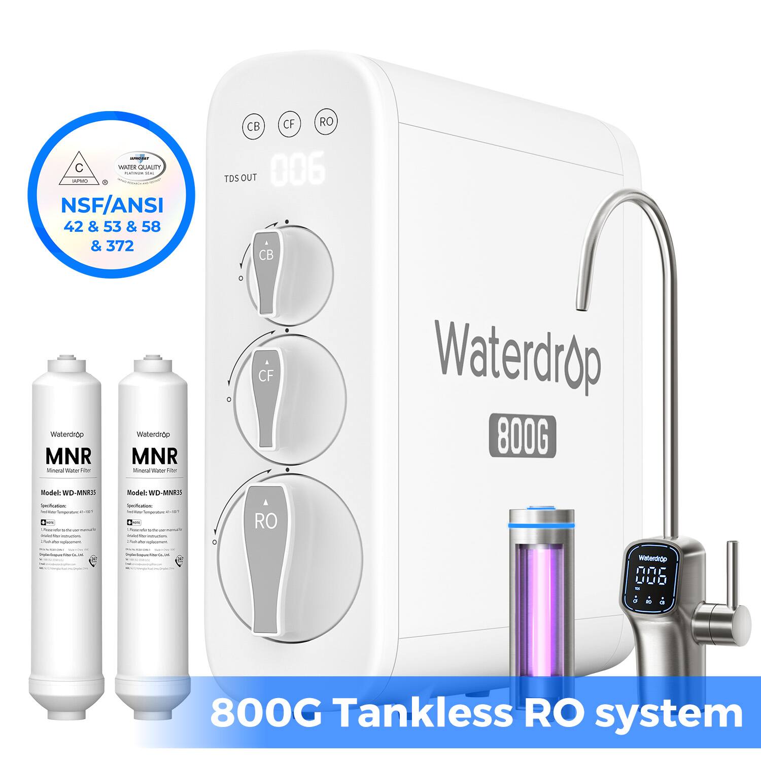 Waterdrop - G3P800 Reverse Osmosis System Extra 2 WD-MNR35 Water Filters - White price history on PriceWatchPro
