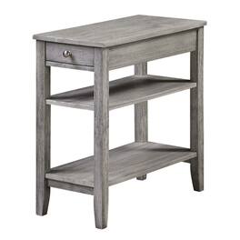 FurniFact - Chairside End Table with Drawer - Wirebrush Light Gray