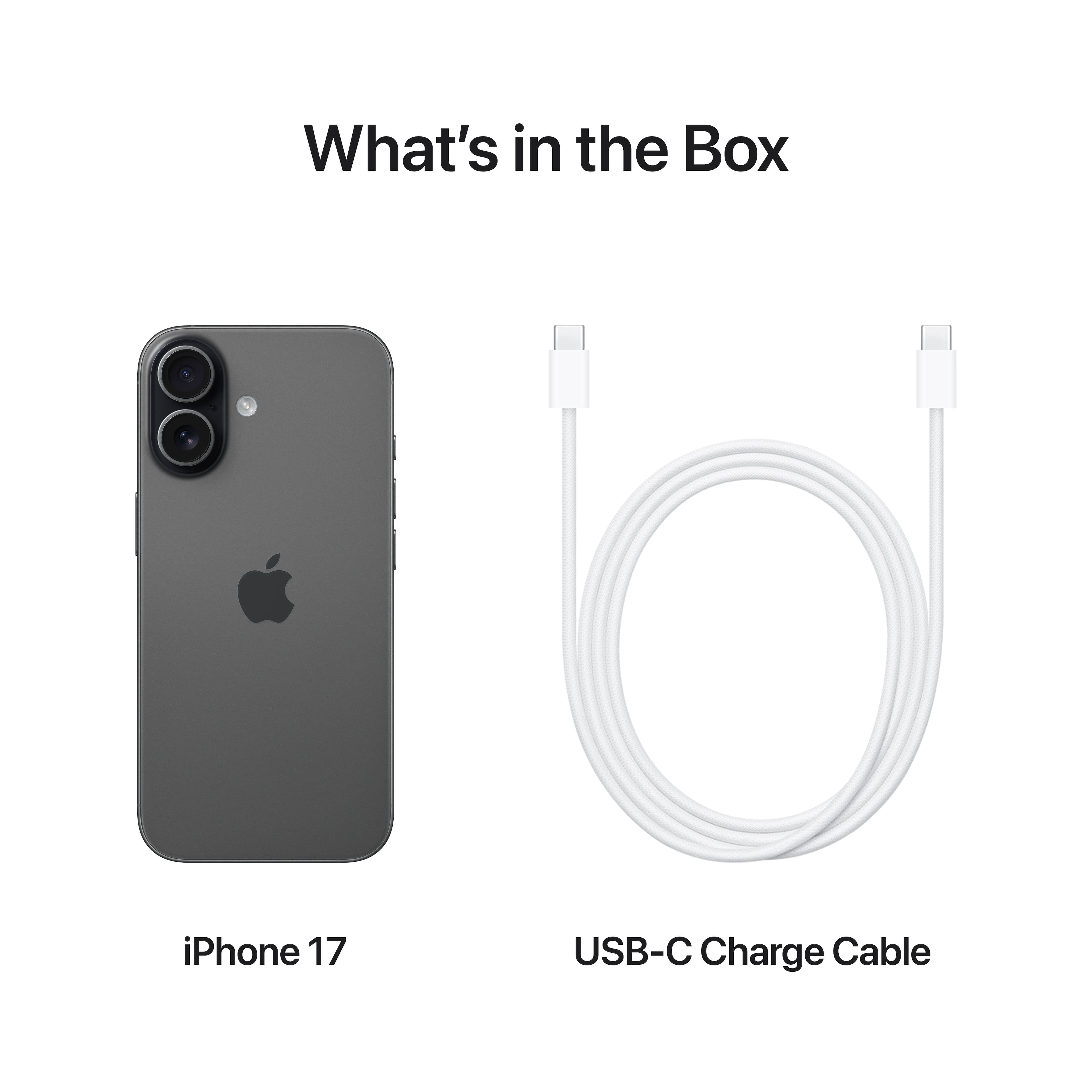 What's in the Box
iPhone 17
USB-C Charge Cable