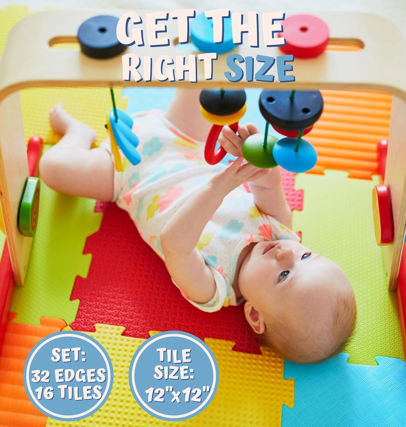 GET THE RIGHT SIZE
SET: 32 EDGES 16 TILES
TILE SIZE: 12"x12"