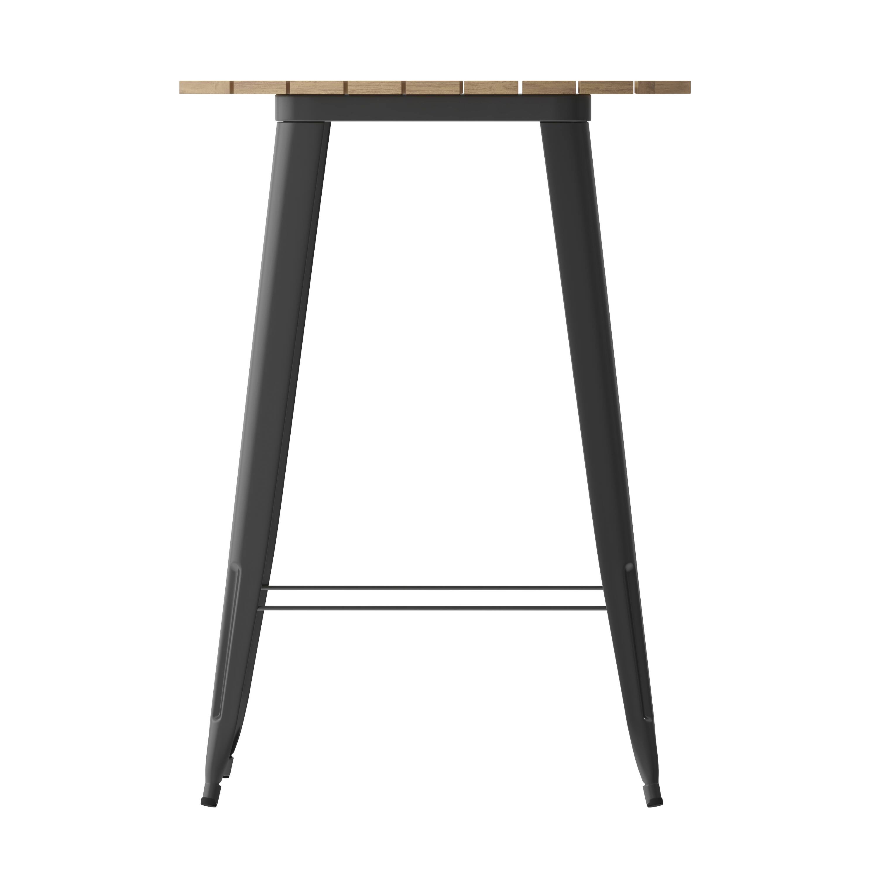 Alt View 7. Emma + Oliver - Drew Indoor/Outdoor Bar Top Table, 30" Round All Weather Poly Resin Top with Steel base - Brown Top/Black Frame.