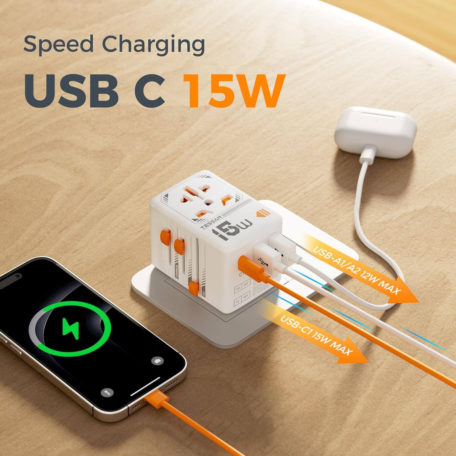 Speed Charging USB C 15W  
- USB-A1/A2 12W MAX  
- USB-C1 15W MAX