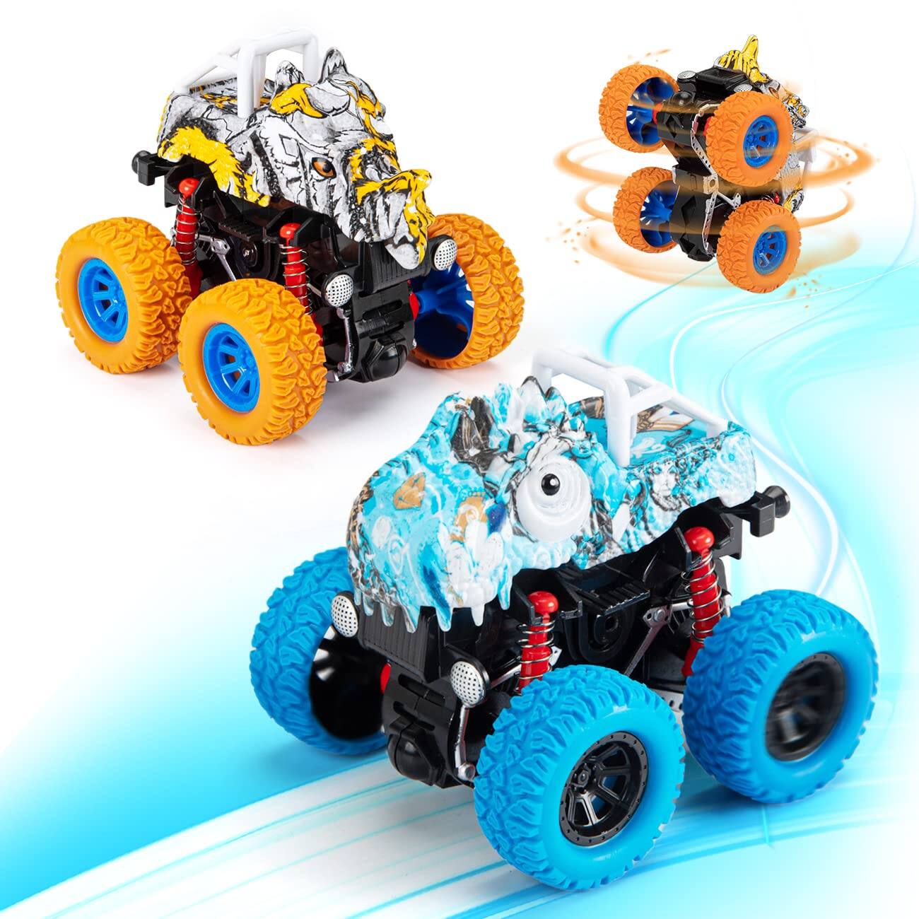 Front. DORLUKFU - Dinosaur Trucks Toys for Kids 3-5 Year Old Boys, Friction Powered Dino Vehicles Toys for Age 3-5 Year Old Boys Birthday.