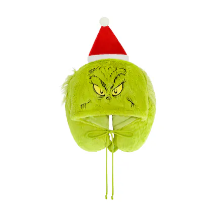 Front. Concept One - THE GRINCH SANTA HAT HOODIE NECK PILLOW - GREEN.