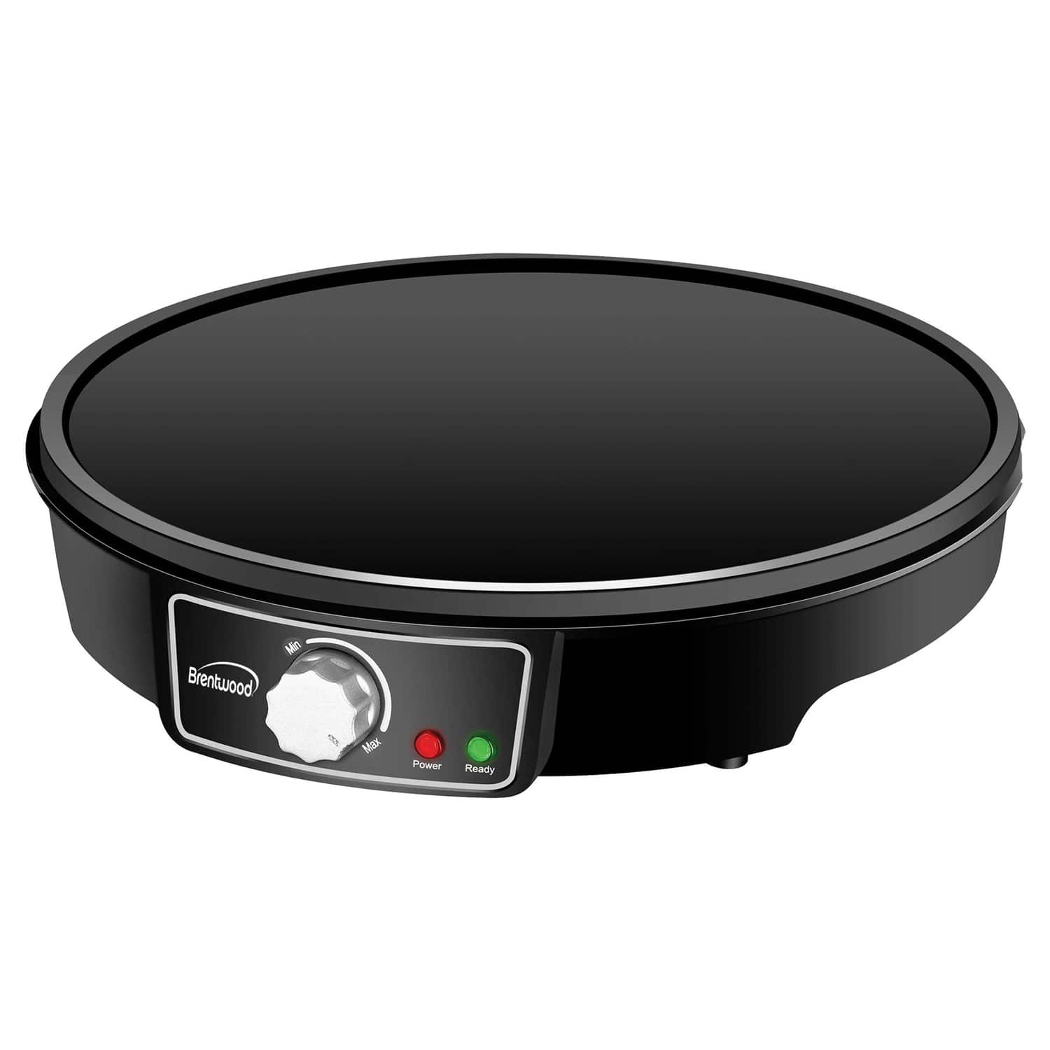 Brentwood - 1000-Watt 12" Electric Nonstick Crepe Pancake Maker and Griddle with Spatula and Spreader - Black