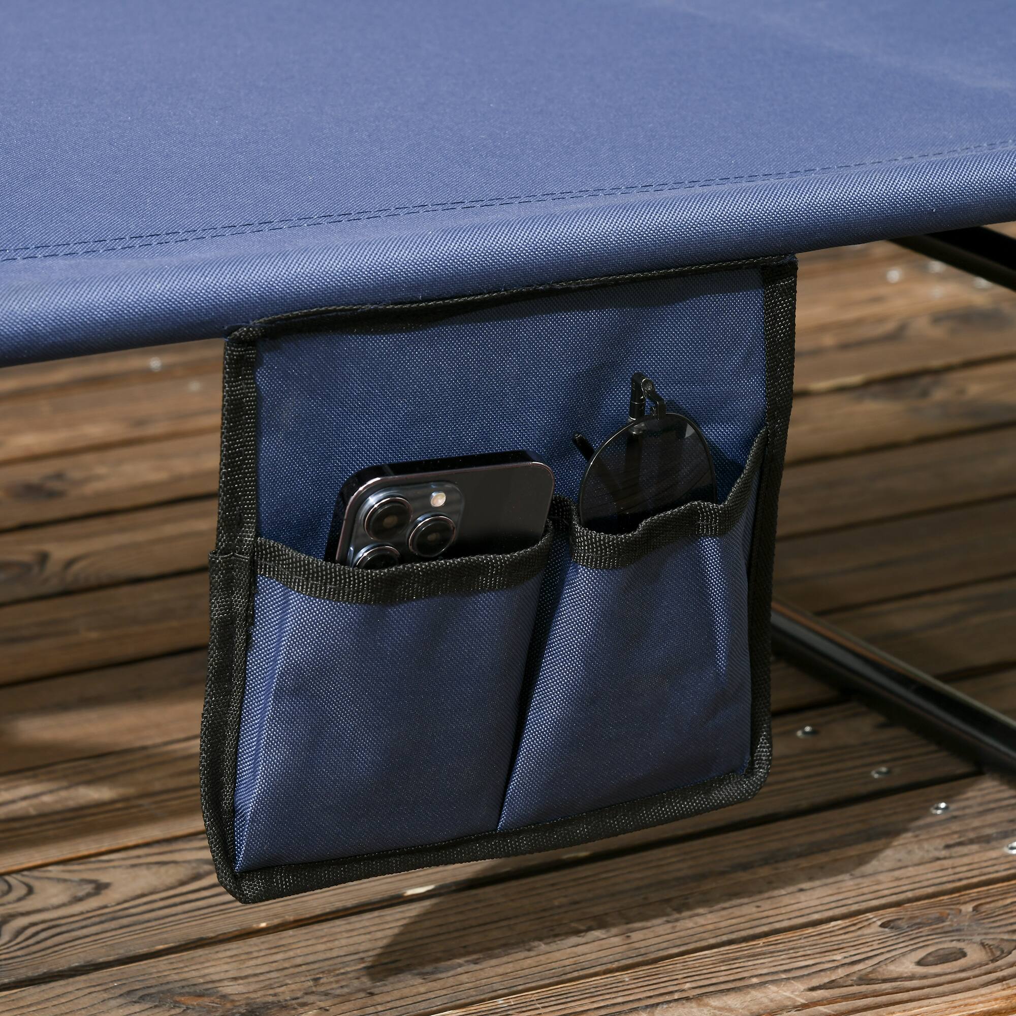 Alt View 8. Outsunny - Lounge Pool Lounge Chairs Set of 2,Outdoor Sun Tanning Chairs,Reclining Back - Dark Blue.