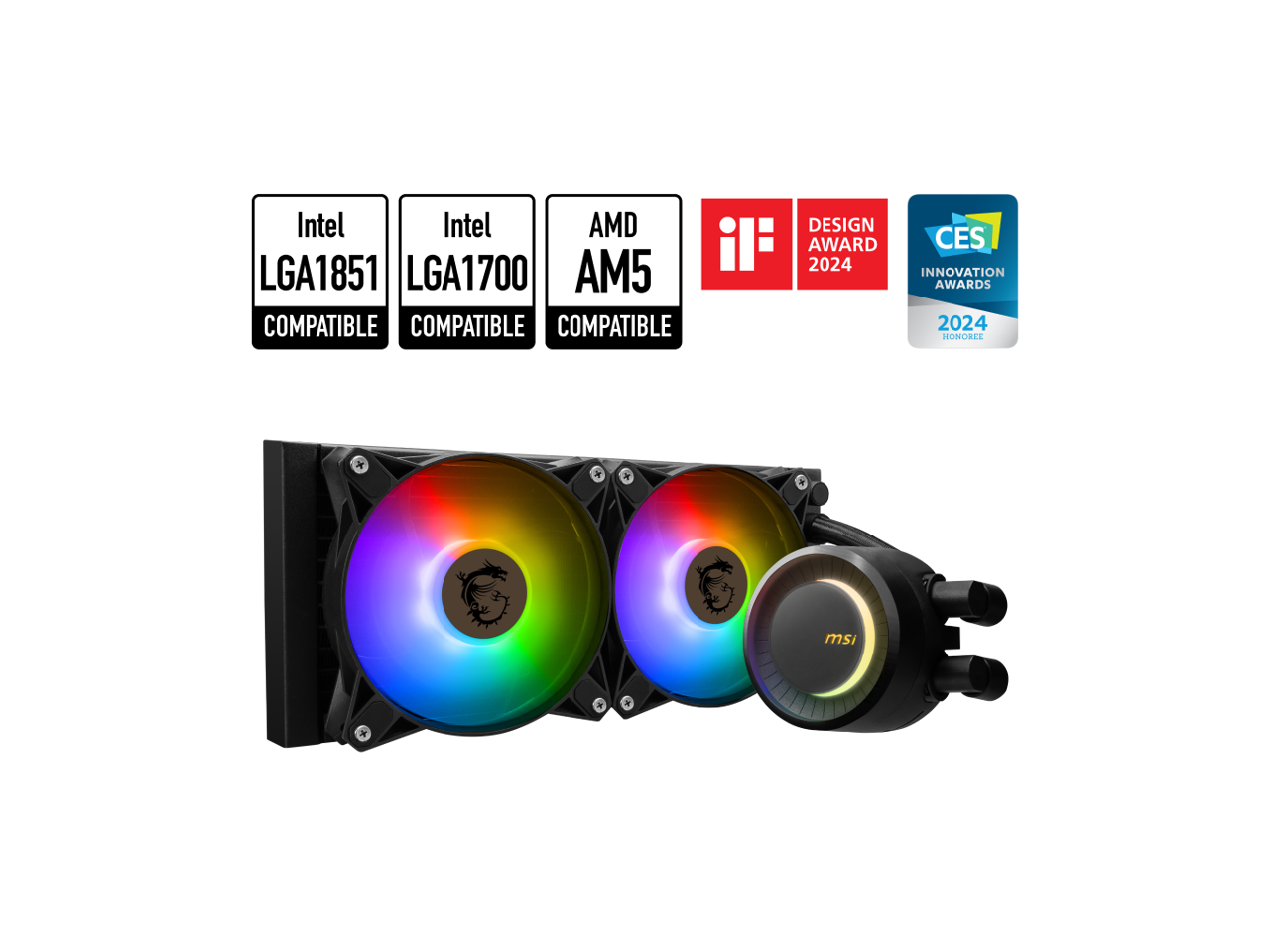 MSI - MAG CoreLiquid E240 AIO Liquid Cooler, 240mm, Dual ARGB Fans, LGA/AM5 - Black