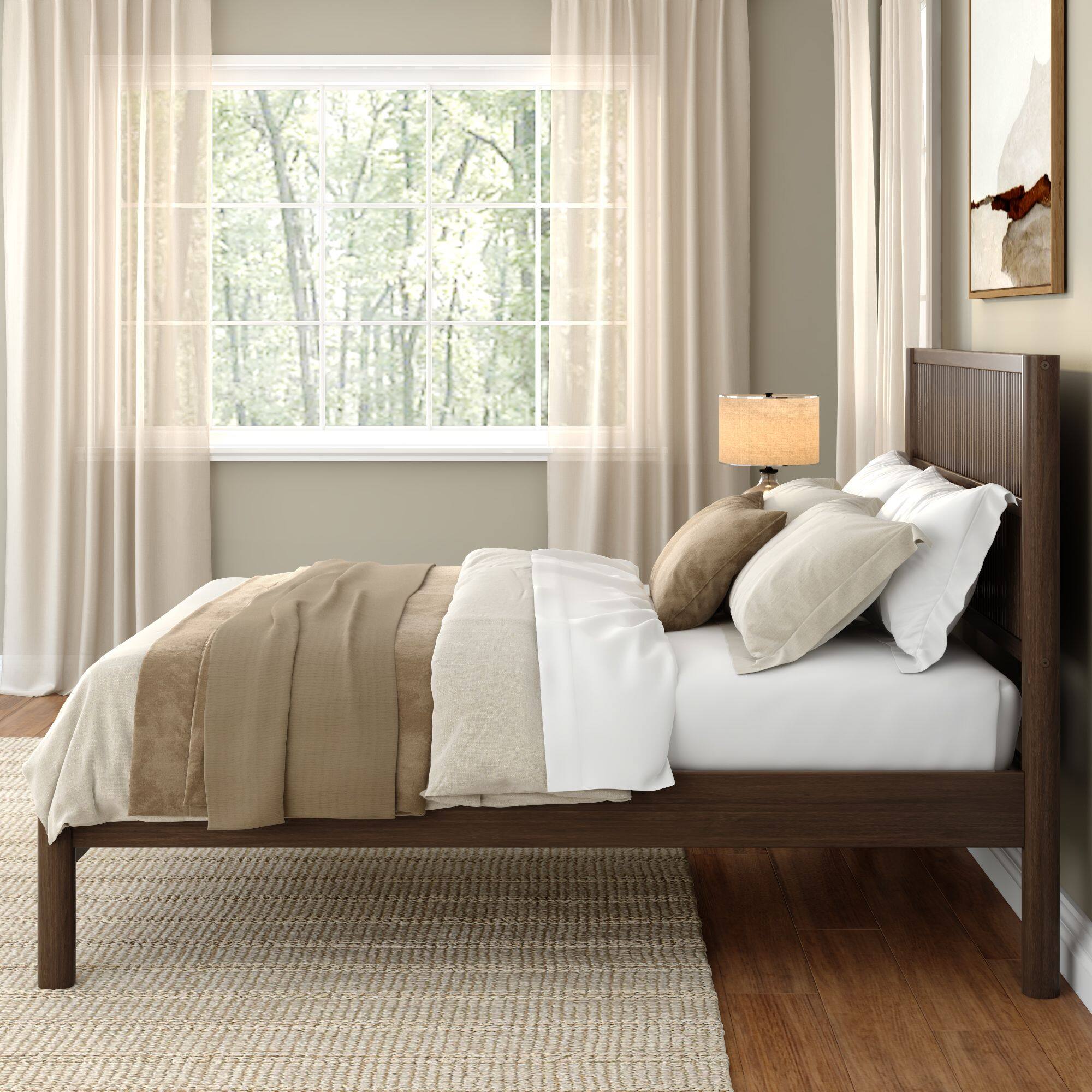 Alt View 8. Plank+Beam - Sera Fluted Full Bed, Walnut - Walnut.