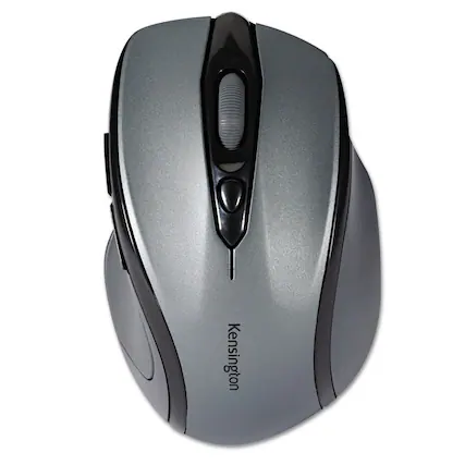 Front. Kensington - K72423AMA 2.4 GHz Frequency/30 ft. Range Right Hand Pro Fit Mid-Size Wireless Mouse - Gray - Gray.