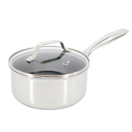 Oster - Modessa 2.5 Quart Nonstick Triply Stainless Steel Saucepan and Lid with Honeycomb Design - Silver