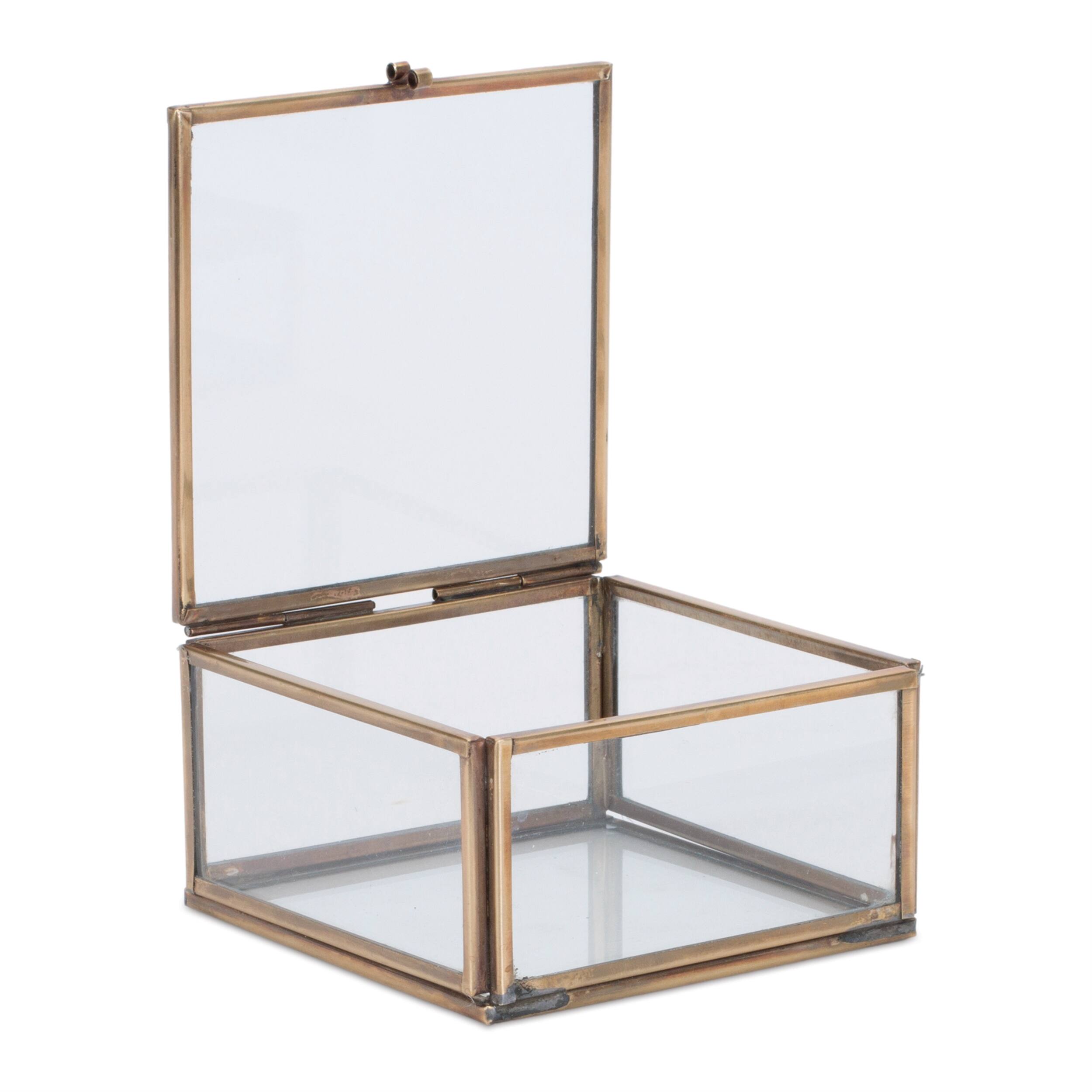 Back. BreeBe - Decorative Glass Box (Set of 2) - Gold.