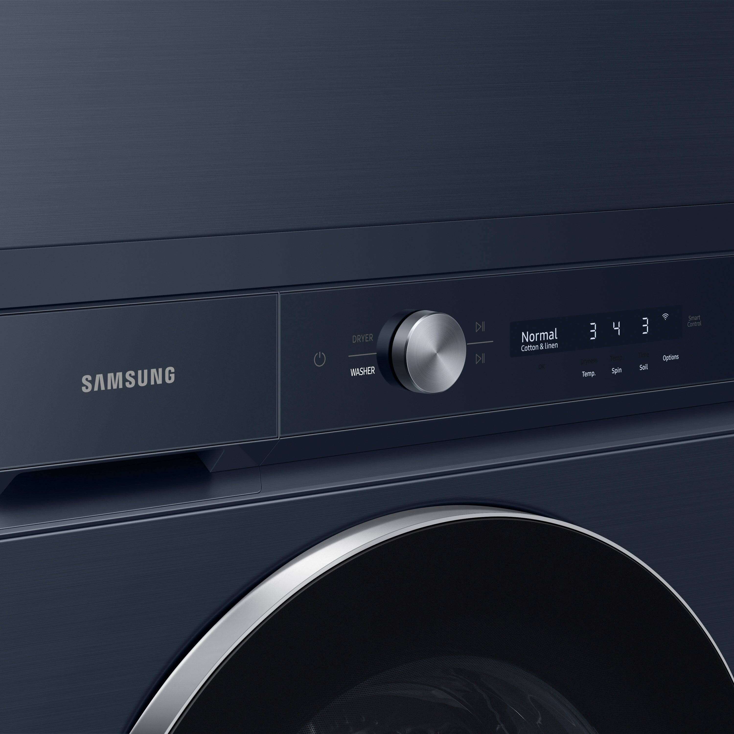 Alt View 20. Samsung - Open Box BESPOKE 7.6 Cu. Ft. Stackable Smart Gas Dryer with Steam and AI Optimal Dry - Brushed Navy.