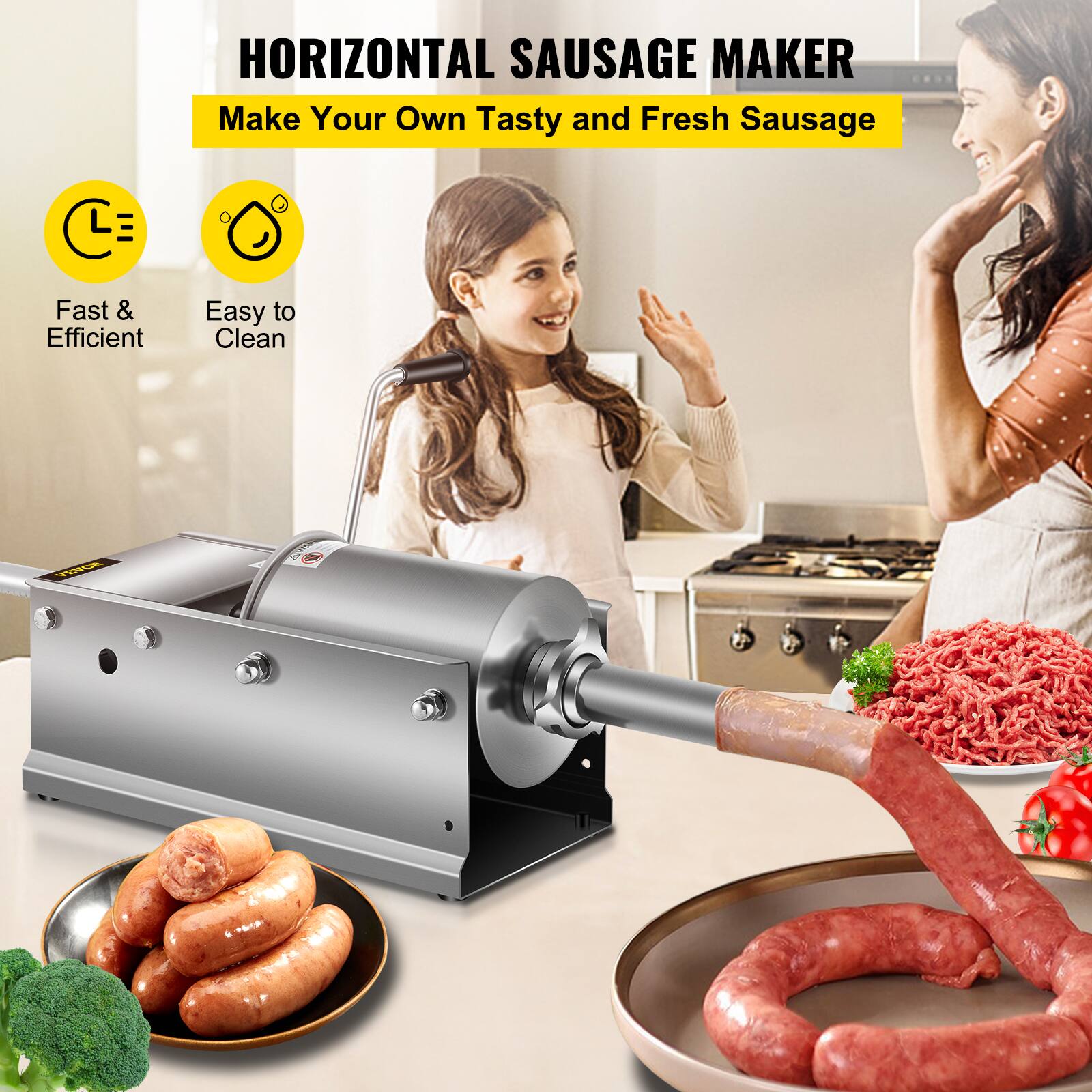 HORIZONTAL SAUSAGE MAKER  
Make Your Own Tasty and Fresh Sausage  

Fast & Efficient  
Easy to Clean