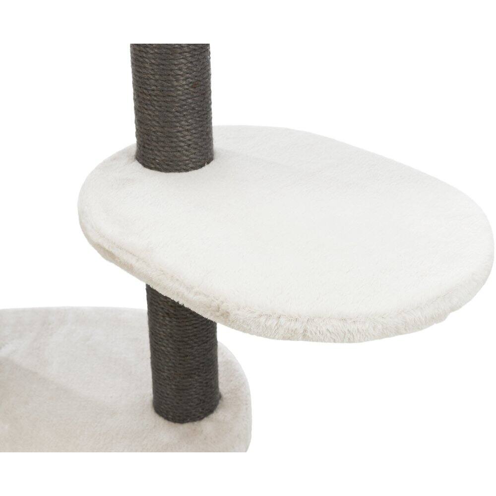Back. TRIXIE - Moriles Plush & Sisal 3-Level Cat Tree with Scratching Posts & Condo - Light Gray.