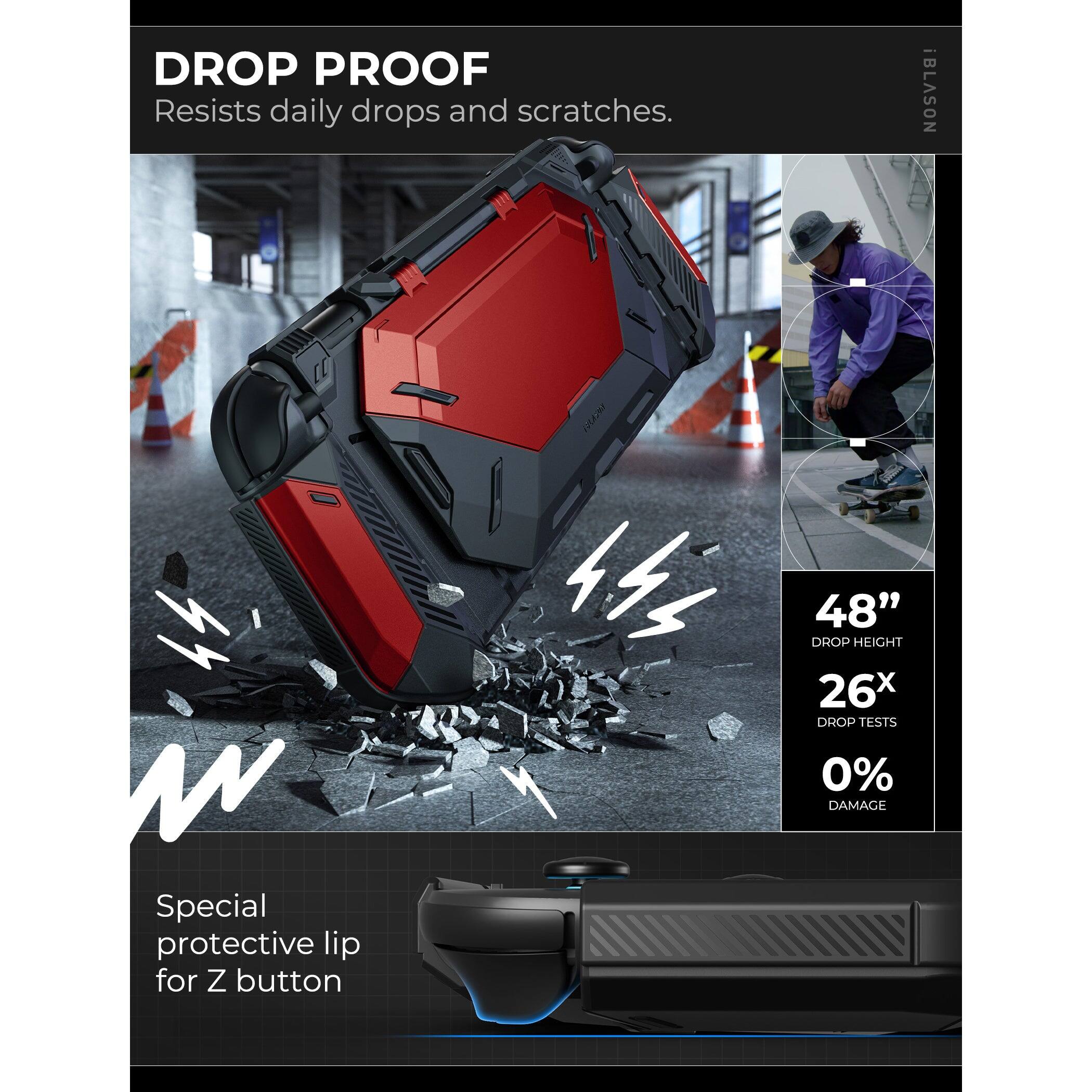 **DROP PROOF**  
Resists daily drops and scratches.

**48" DROP HEIGHT**  
**26x DROP TESTS**  
**0% DAMAGE**

Special protective lip for Z button
