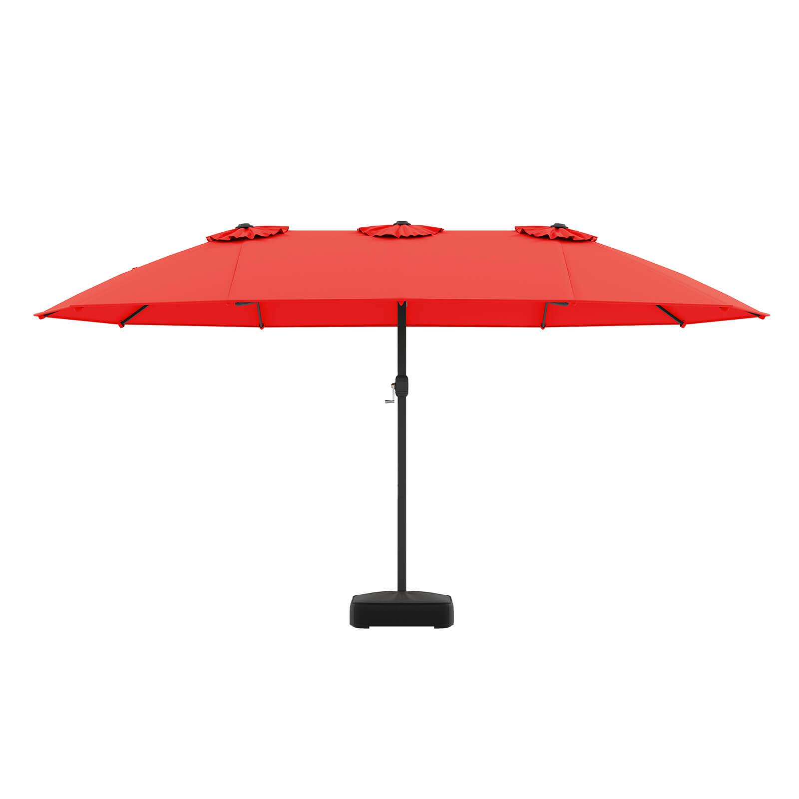 Alt View 9. Costway - Costway 15FT Double-Sided Twin Patio Umbrella Sun Shade Outdoor Crank Market Base - Red.