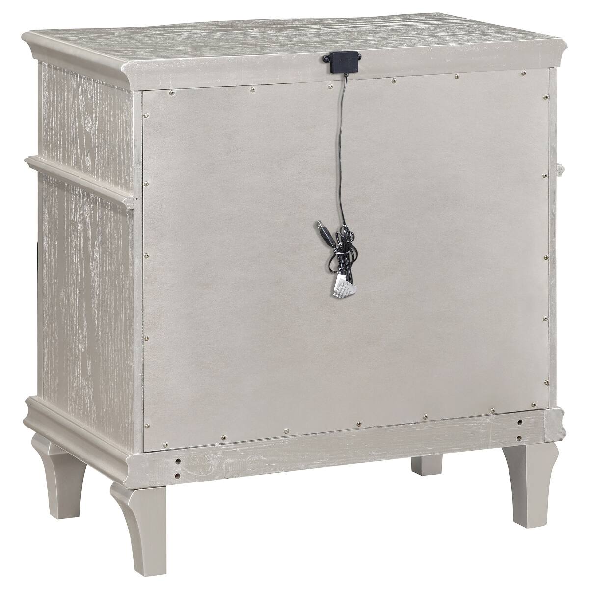 Alt View 6. Loheer - Loheer Silver Oak 3 Drawer Nightstand with Geometric Hardware and Tapered Legs - Silver Oak.