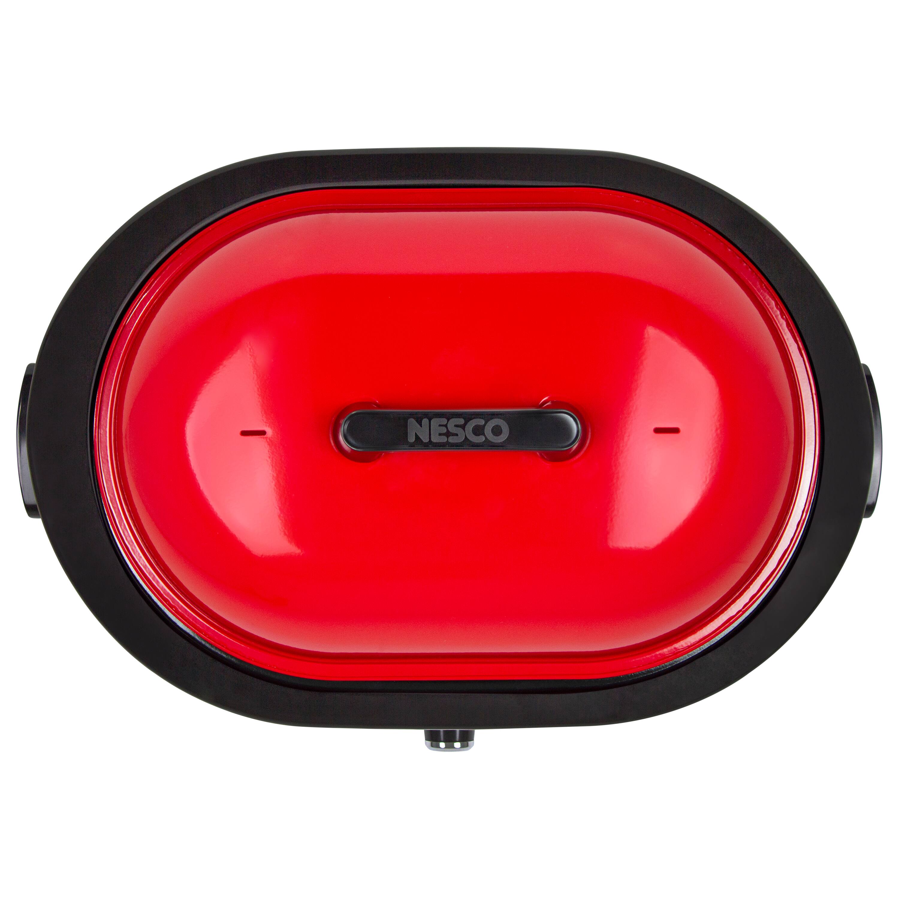 Back. Nesco - 18-qt. Roaster Oven with Porcelain Cook well - Red.