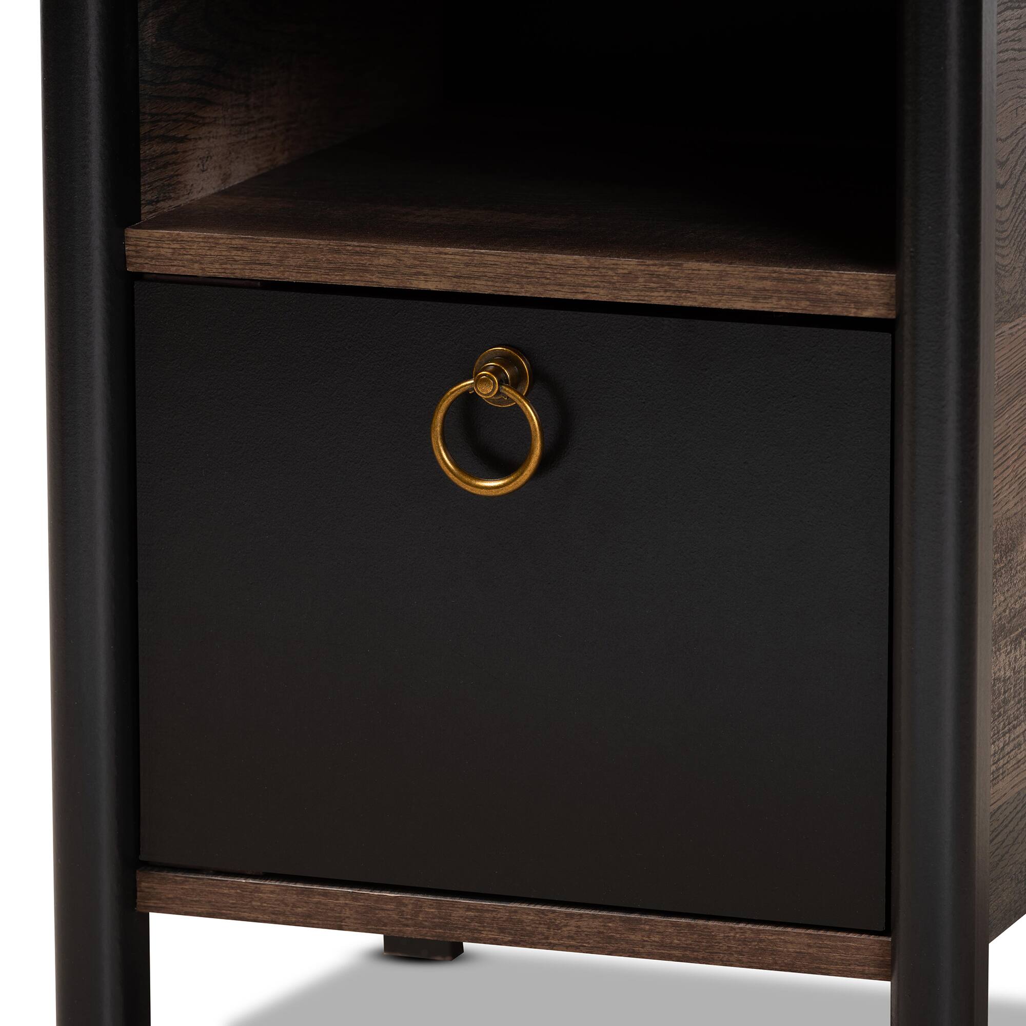 Alt View 1. Baxton Studio - Vaughan Modern and Contemporary Two-Tone Finished Wood Nightstand - Brown/Black.