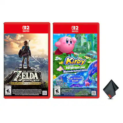 **The Legend of Zelda: Breath of the Wild - Nintendo Switch 2 Edition**
- Includes the Nintendo Switch game and the Nintendo Switch 2 Edition upgrade pack.
- Upgrade pack sold separately. For details, include upgrade pack de Nintendo Switch 2 Edition disponible por separado. Para obtener más información, visite support.nintendo.com/switch2upgradepack.
**Kirby and the Forgotten Land - Nintendo Switch 2 Edition + Star-Crossed World**
- Includes the Nintendo Switch game and the Nintendo Switch 2 Edition upgrade pack.
- Upgrade pack sold separately. For details, include upgrade pack de Nintendo Switch 2 Edition disponible por separado. Para obtener más información, visite support.nintendo.com/switch2upgradepack. - E10+ (Everyone 10+)